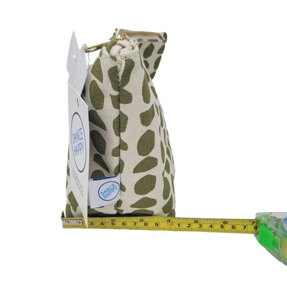 Dance Happy Geometric Print Canvas Zip Pouch Bag Army Green NEW MSRP $48 - Picture 7 of 10